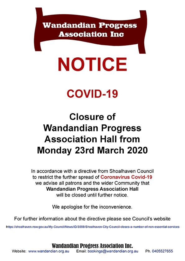 HALL CLOSURE NOTICE